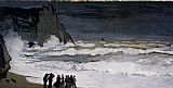 Claude Monet Famous Paintings - Rough Sea At Etretat